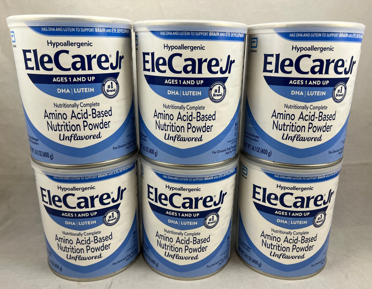 6 cans Elecare Jr Unflavored DHA & Luten Junior Amino Acid Formula - IN DATE 2026