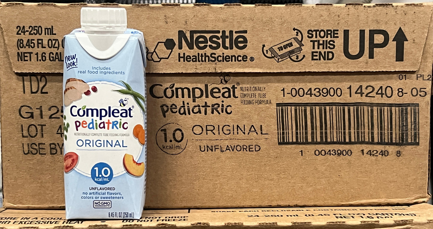 Nestle Compleat Pediatric 1.0 Original Unflavored 8.45oz - 24 Cartons - In Date
