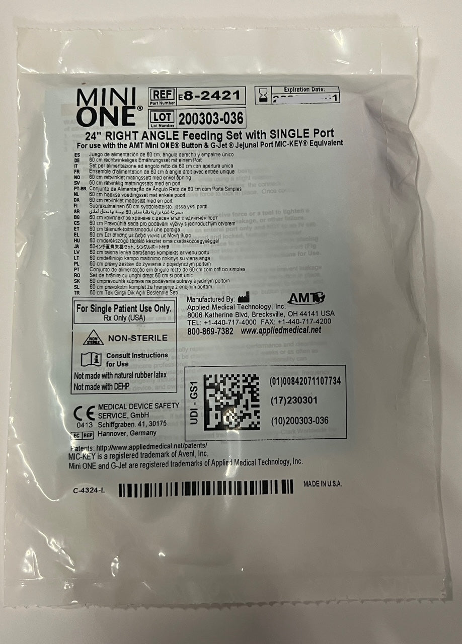 Mini One 24" Right Angle Bolus Extension Single Port Legacy Feeding Set - 8-2421 - 1 Unit - Choose A Date