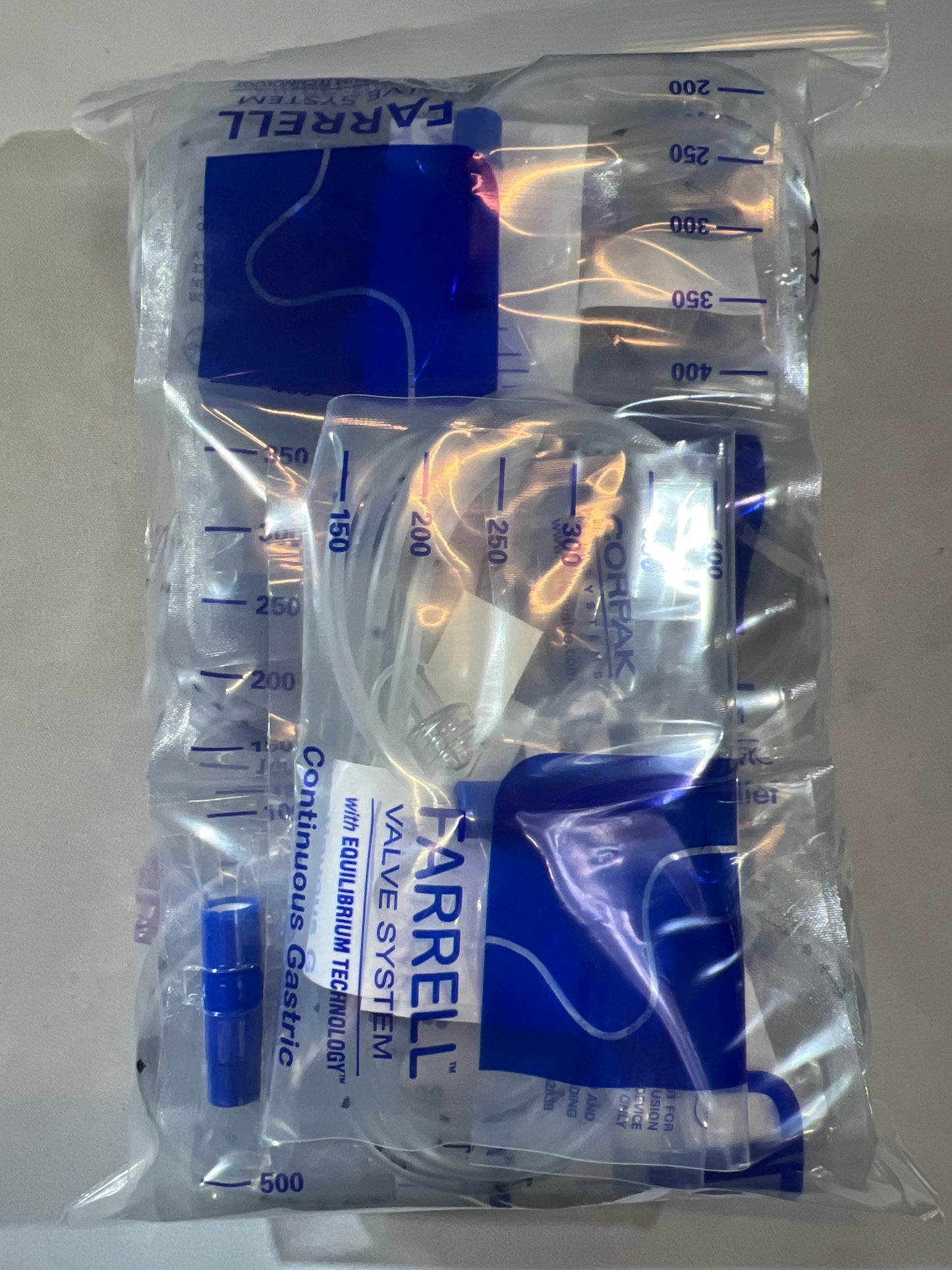 Farrell Bag - ENFit - Closed Enteral Decompression System Gastric Pressure Relief Device - ENFit Connection - In Date