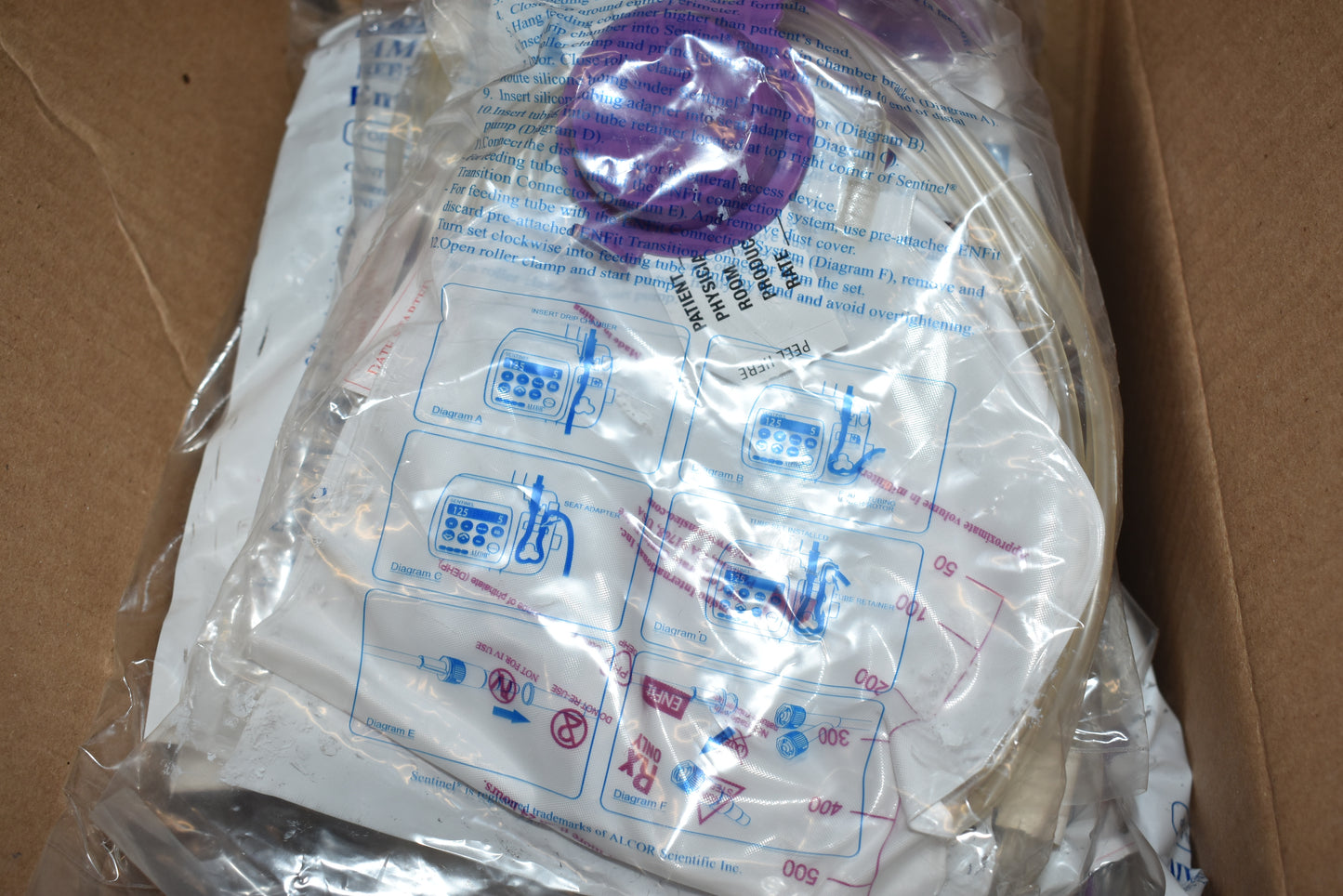 12x Sentinel AMSure Enteral Feeding Bag Pump Set, 1200 mL, with ENFit & Transition Connectors REF #ENF1200K - OOD