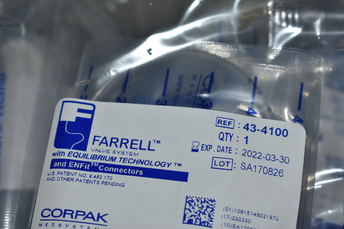 12x Farrell Bag - ENFit - CORPAK Closed Enteral Decompression System Gastric Pressure Relief Device - ENFit Connection - OOD