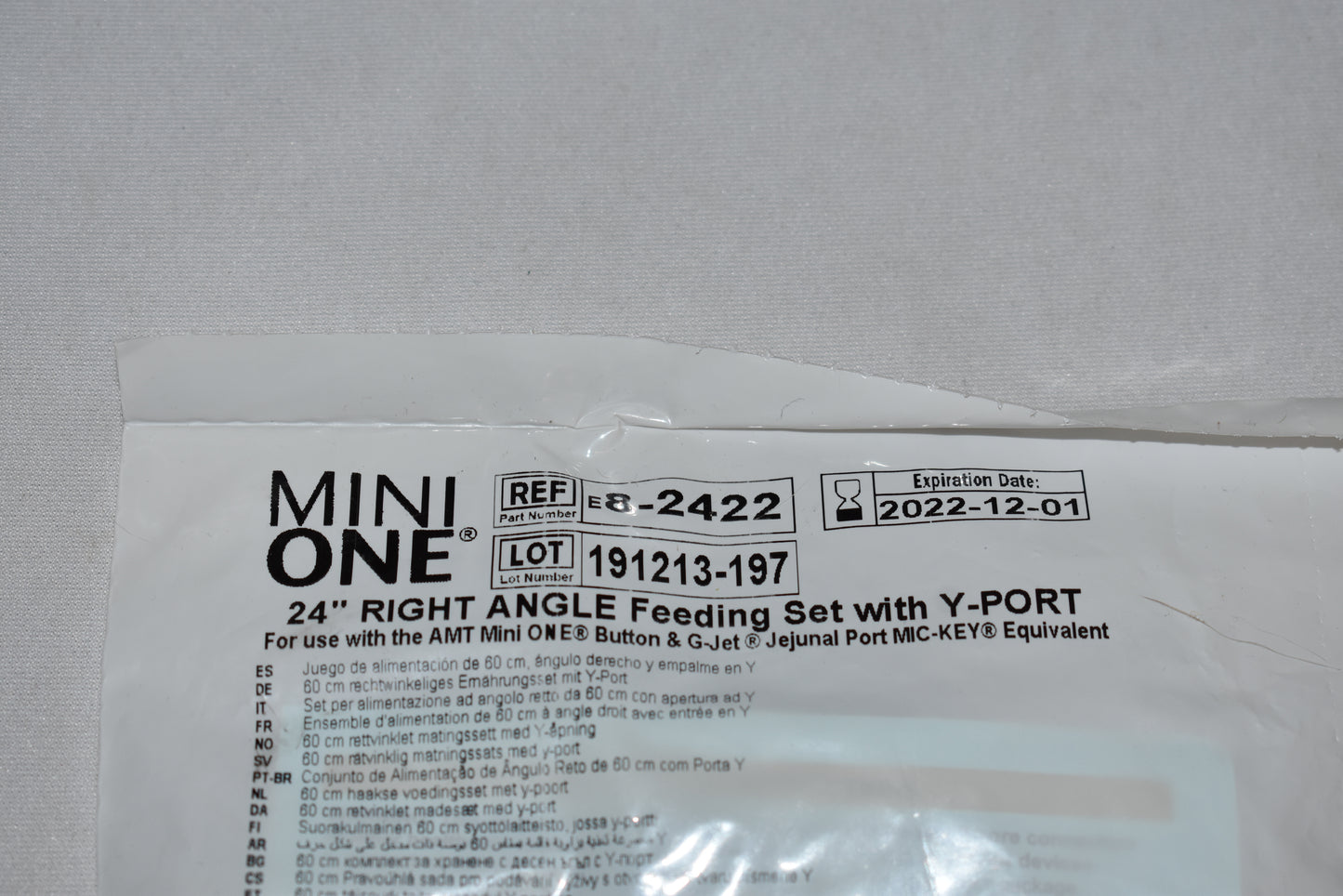 Mini One 24" Right Angle Extension Clear 2 Port Y Legacy Feeding Set - 8-2422 - 1 Unit - OOD