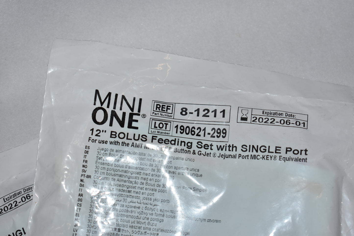 Mini One 12" Bolus Straight Extension Single Port Feeding Set - 8-1211 - 2 Units - OOD