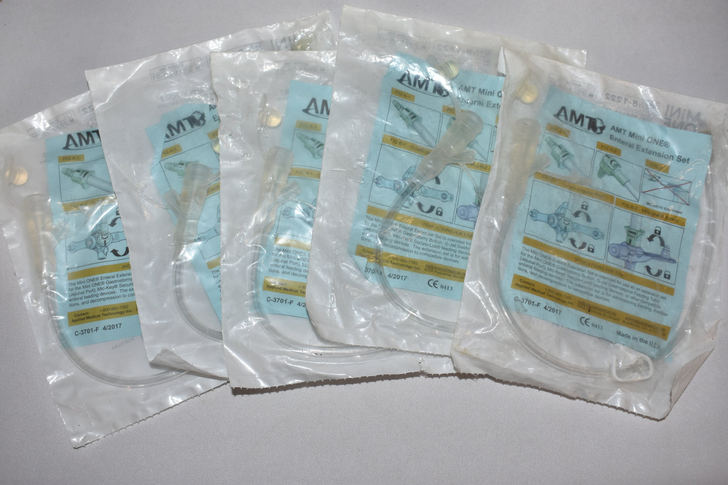 5x Mini One 12" Right Angle Extension Clear Y-Port Legacy Feeding Set - 8-1222 - OOD