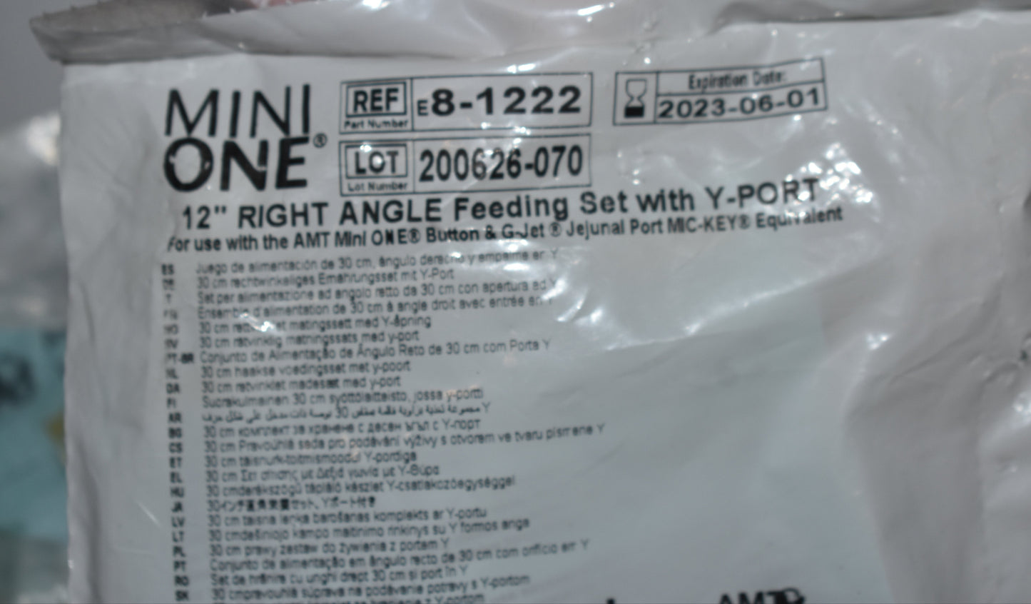 5x Mini One 12" Right Angle Extension Clear Y-Port Legacy Feeding Set - 8-1222 - OOD