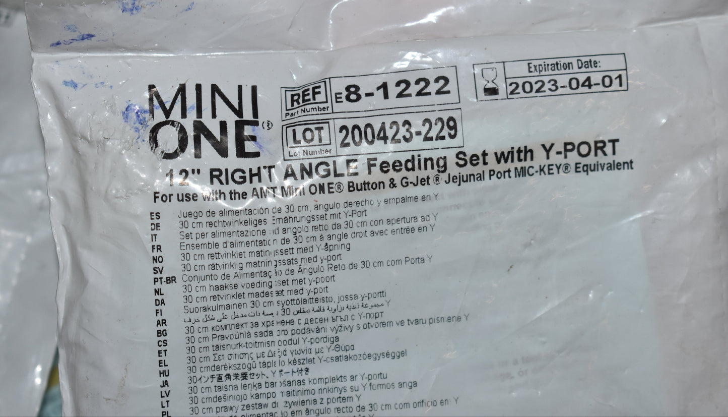 5x Mini One 12" Right Angle Extension Clear Y-Port Legacy Feeding Set - 8-1222 - OOD