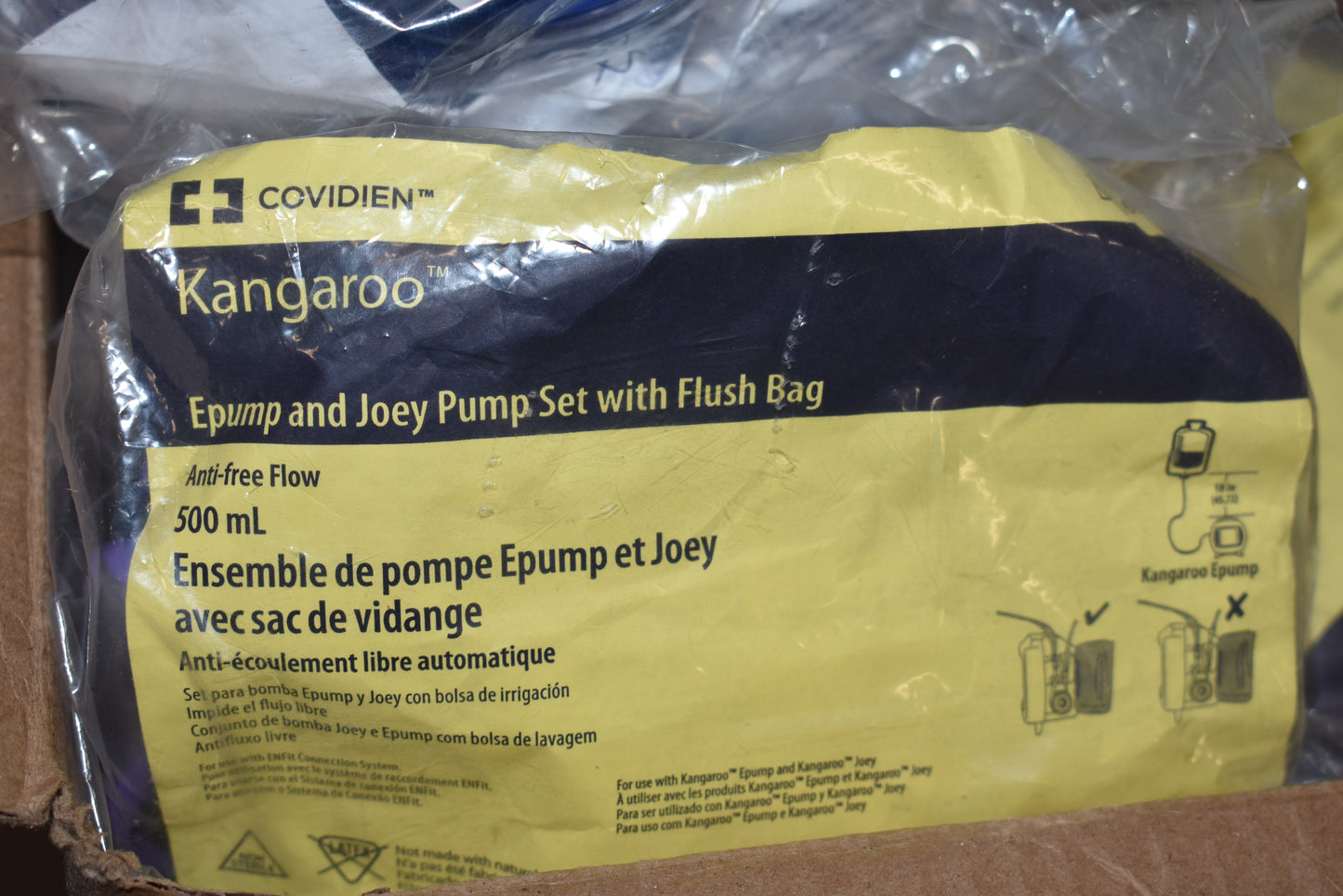 19x Kangaroo ePump and Joey Flush Set 500ml Dual Feeding Pump Bags 674668 with Enfit TRN - OOD