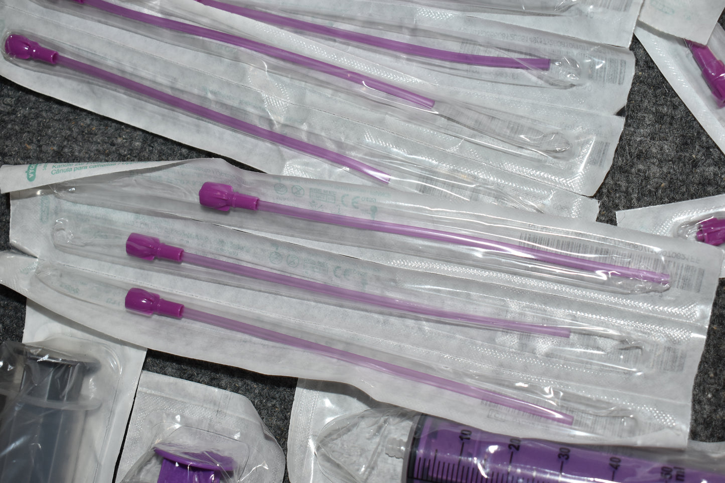 VYGON Nutrisafe2 feeding systems for neonates / preemies lot of Sampling Straws, 60cc Syringes, 6Fr NG tubes