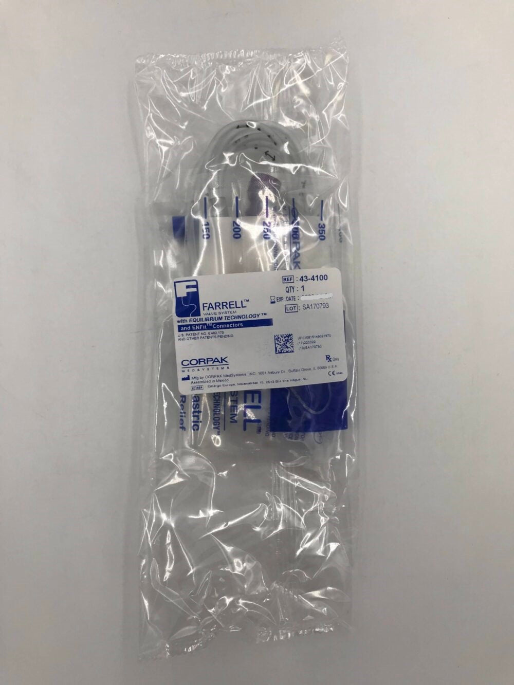 Farrell Bag - ENFit - Closed Enteral Decompression System Gastric Pressure Relief Device - ENFit Connection - In Date