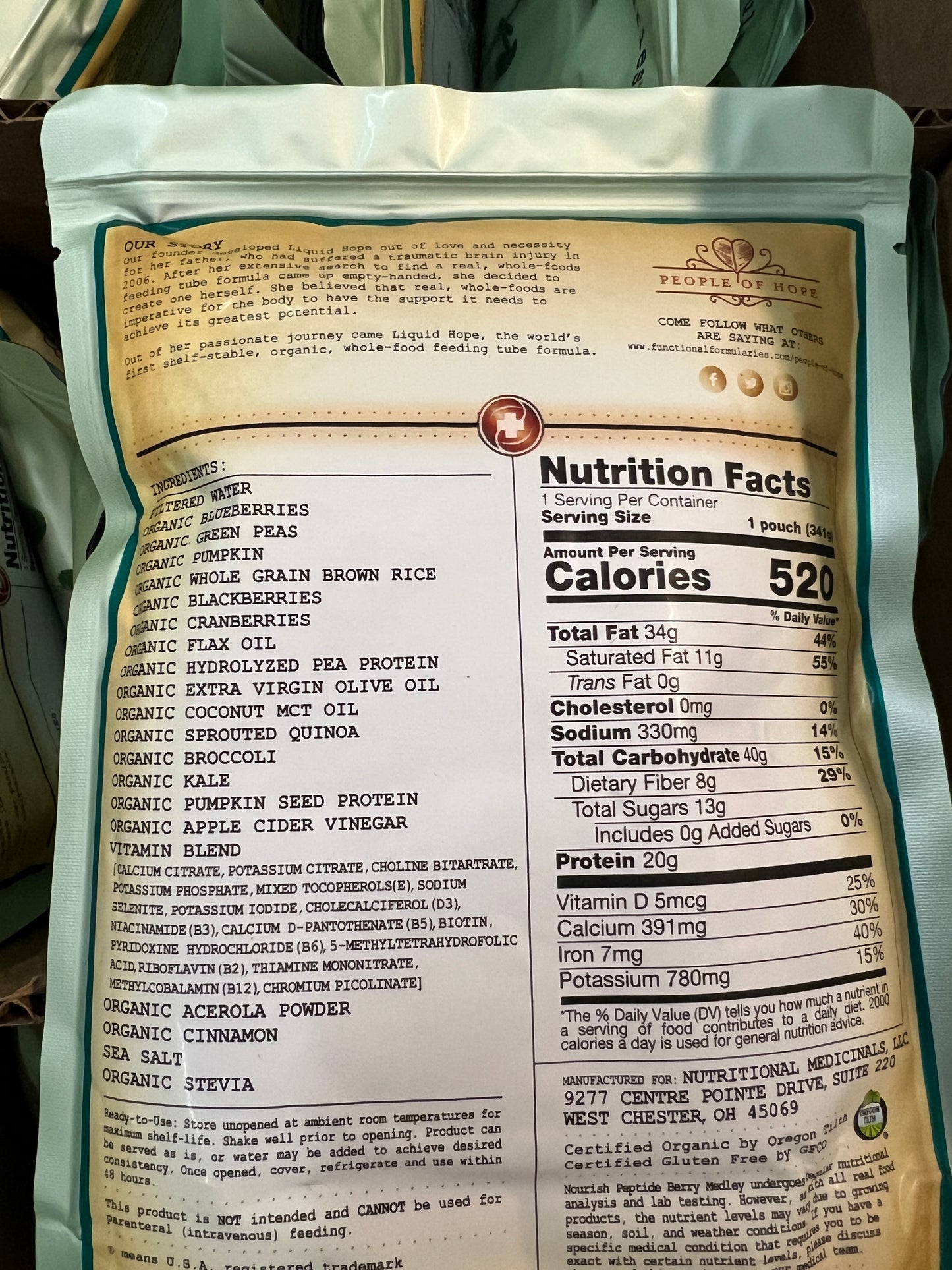 Nourish Peptide Formula Berry Medley - 24 Count - Functional Formularies Pediatric Organic Blended Feeds - In Date