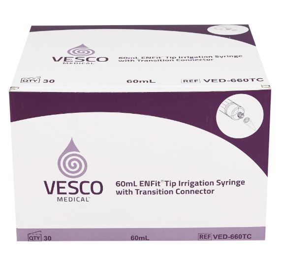 Jeringas ENFIT de 60 cc con marcas de cc y oz - 10x - IN DATE
