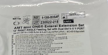 Mini One 12" Right Angle Extension 2 Port Y ENFit Feeding Set - 8-1255-ISOSAF - 1 Unit - Choose Your Date