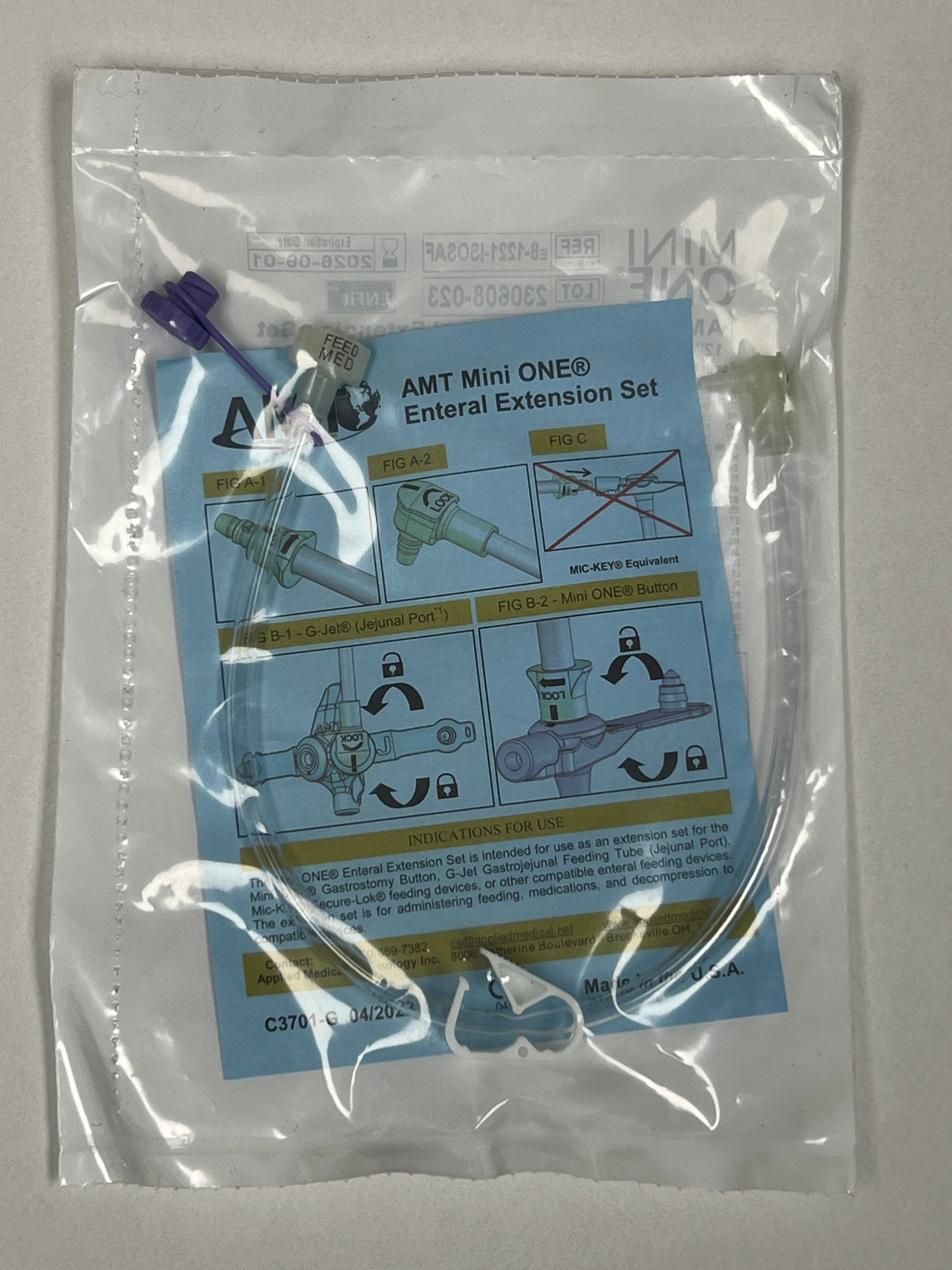 Mini One 12" Bolus Straight Extension Single Port ENFit Feeding Set - 8-1211-ISOSAF - 1 Unit - Choose A Date