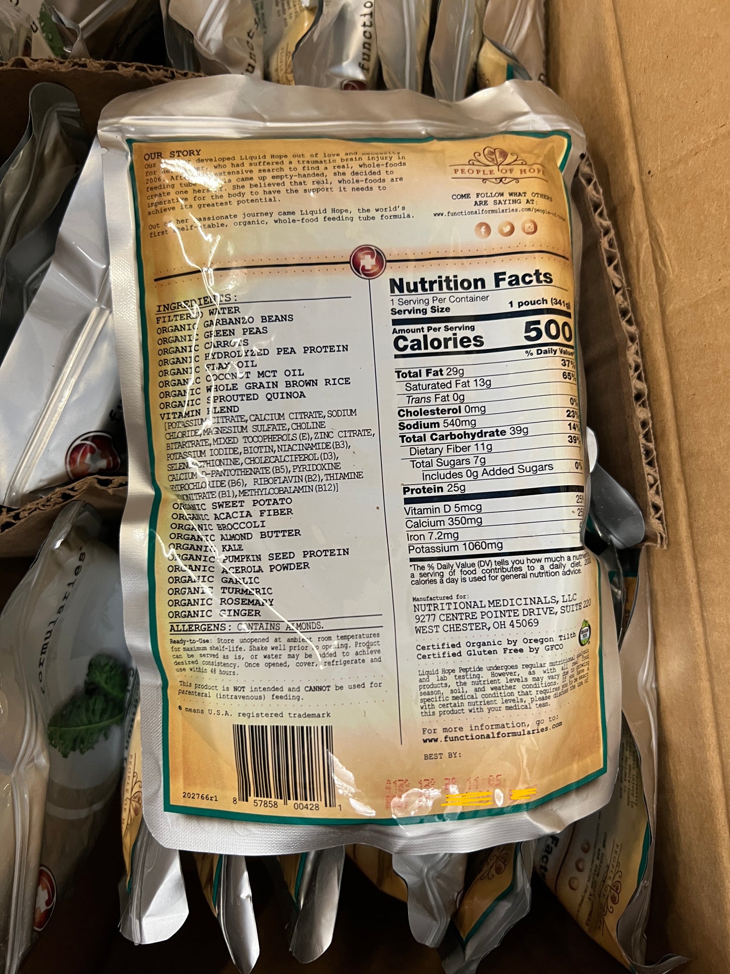 Liquid Hope: Peptide Formula - 24 Count - Functional Formularies Adult Organic Blended Feeds - Choose A Date