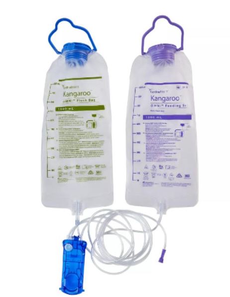 30x Kangaroo OMNI Feeding Pump Set with FLUSH Bag 1000ml - REF B10FF - Enfit - In Date 2027