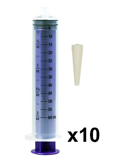 60ml / 2oz ENFIT Syringe (1/2 Ounce & 5 CC Markings) TRN Adapter Vesco VED-660TC - IN DATE